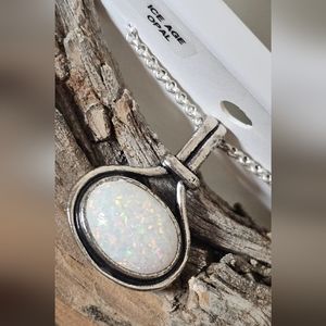 Wheeler Sterling Silver with Ice Age Opal Necklace Made in USA new